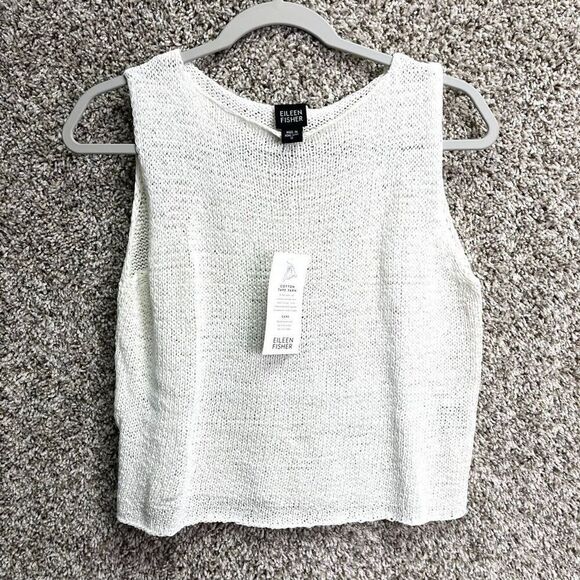 Eileen Fisher Tops - Eileen Fisher Tank Top Women's S White Cotton Tape Yarn Knit Sleeveless Crop NWT